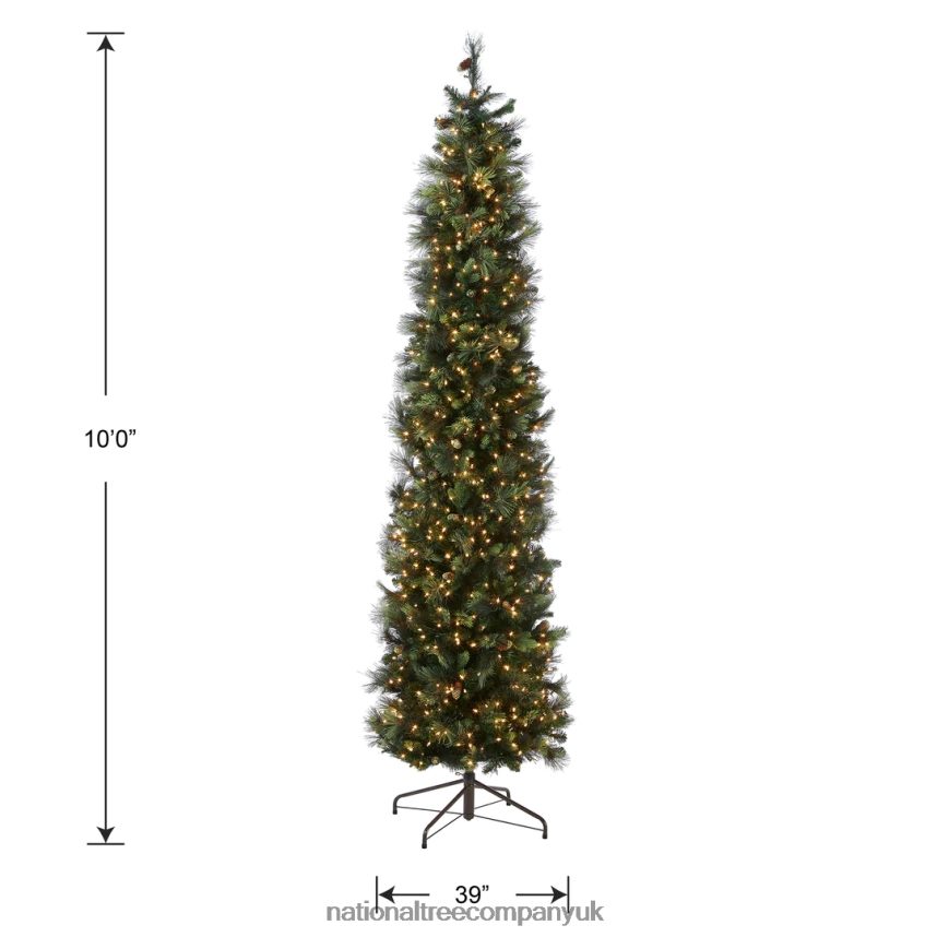 Trees | National Tree Company Pre-Lit \Feel Real\ Artificial Giant Christmas Tree Green Carolina Pine White Lights Flocked with Pine Cones Includes Stand 10 feet F2L4F160